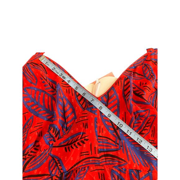 NWT Alexis Target Red Blue Plus Tie Strap Tropical Leaf Asymmetrical Dress 4X - Picture 11 of 13